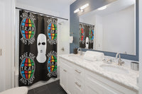 TAKE RISK AND PRAY SHOWER CURTAINS
