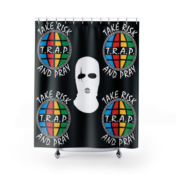 TAKE RISK AND PRAY SHOWER CURTAINS